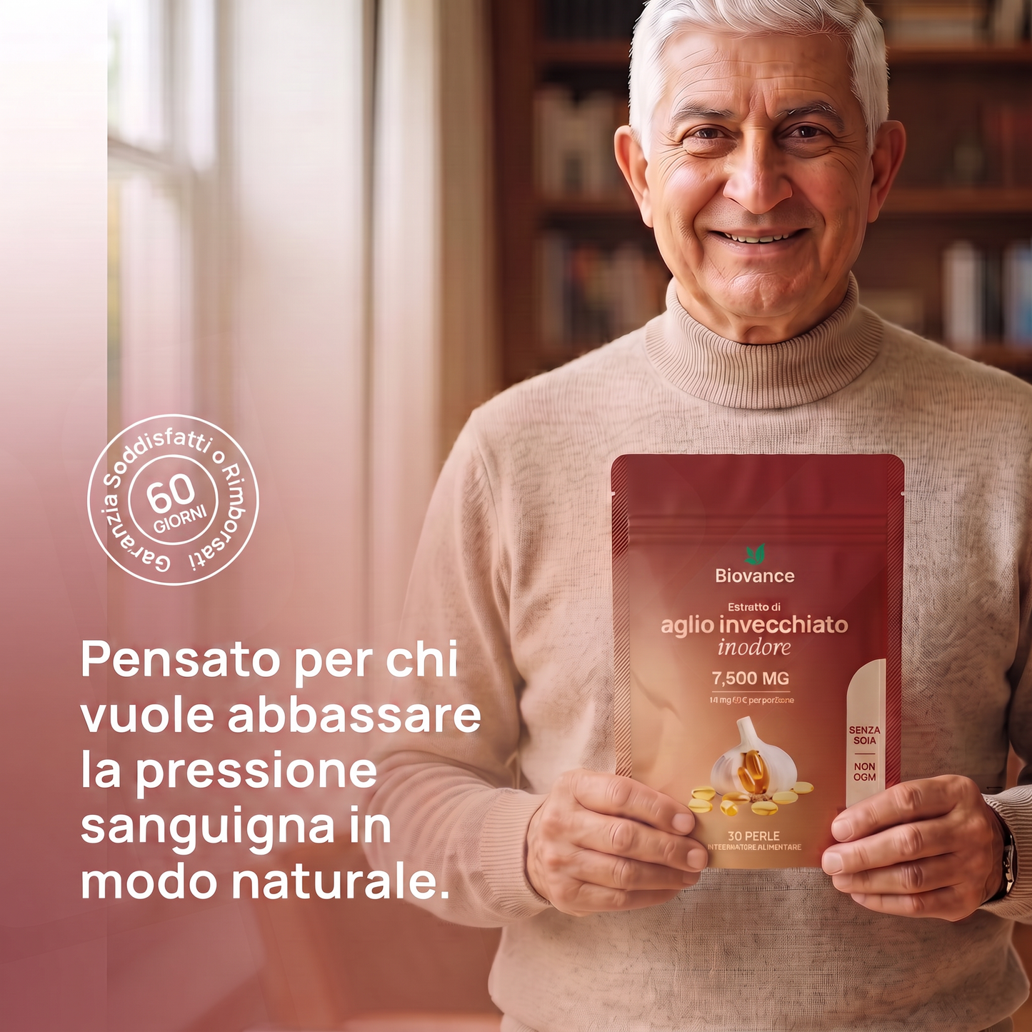 Estratto di aglio invecchiato — l'unico integratore a base di aglio clinicamente testato per ridurre la pressione arteriosa.